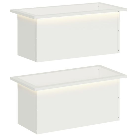 Jardinière d'extérieur de jardin avec led 2 pc blanc 30 x 60 x 30 cm acier