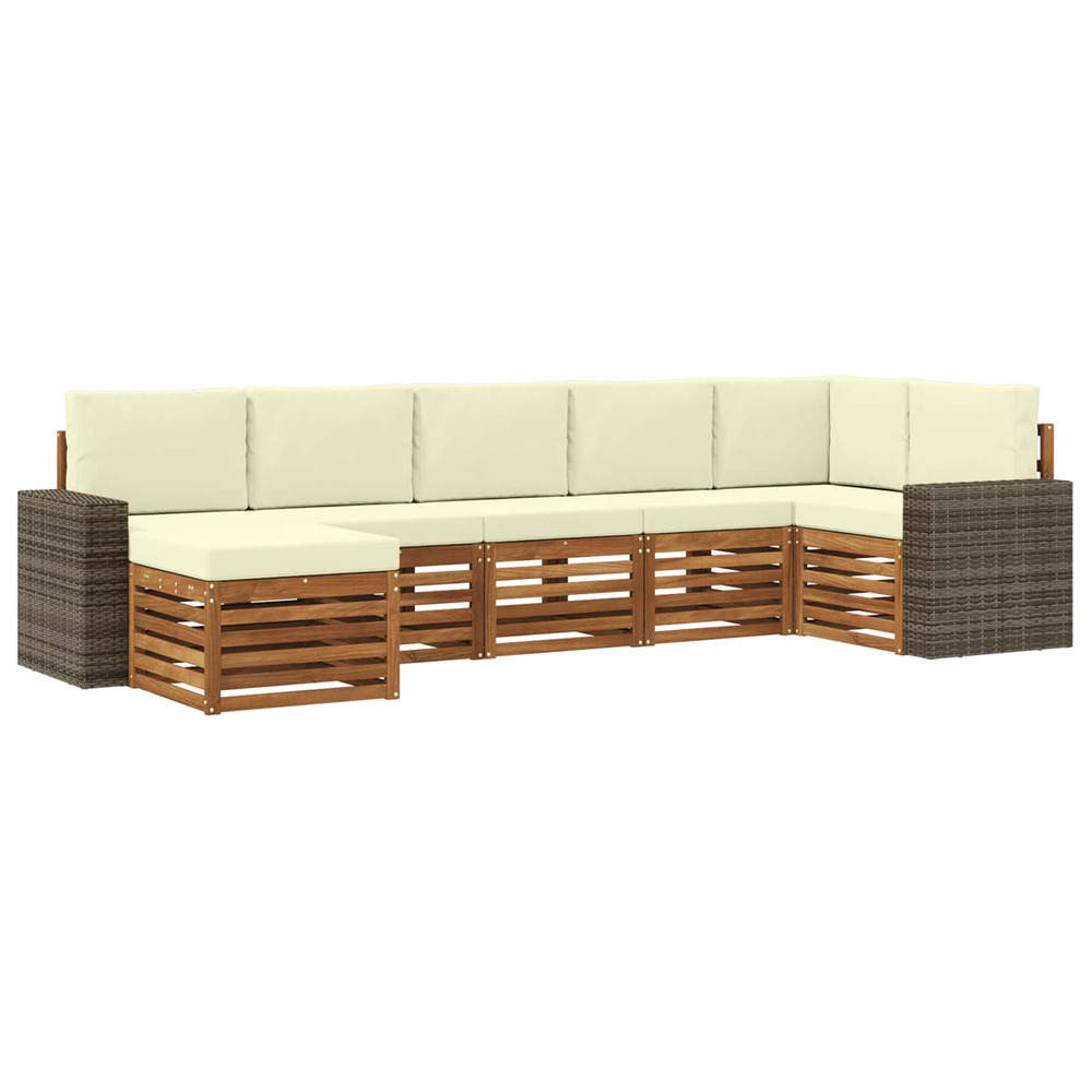 Ensemble de canapé d'angle avec coussin 7 pcs naturel et crème
