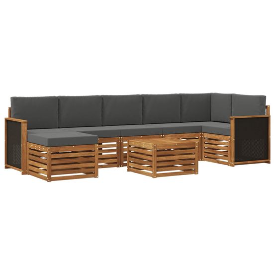 Ensemble de canapés d'extérieur 7 pc naturel et anthracite