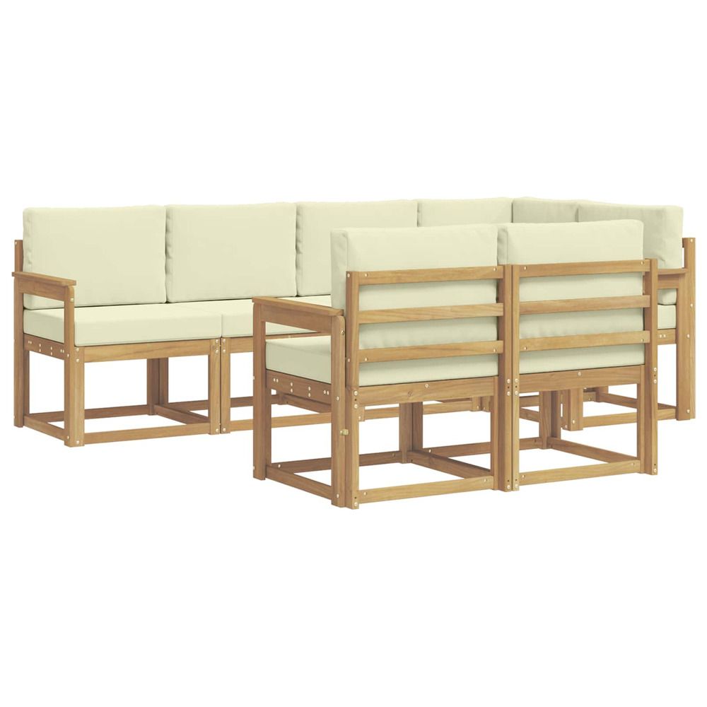 Ensemble de canapés d'extérieur 7 pc blanc et crème polyester
