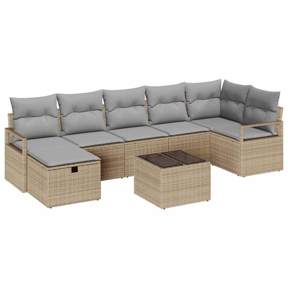 Ensemble de canapés 8 pièces beige et gris clair polyrotin