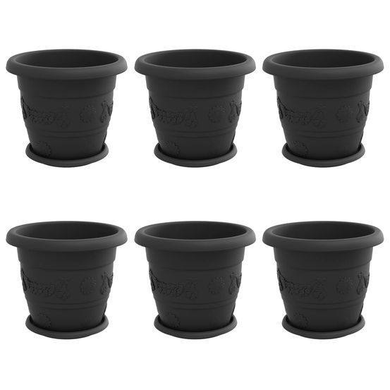 Pots de plantes 6 pc noir ø 30 x 25 cm plastique