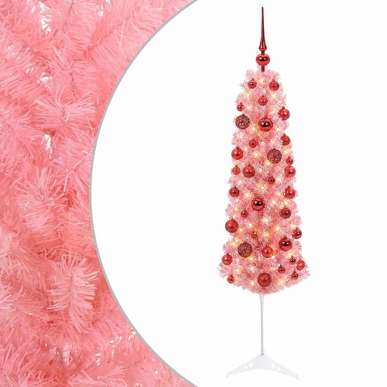 Sapin de noël artificiel étroit avec boule 120 cm 150 led
