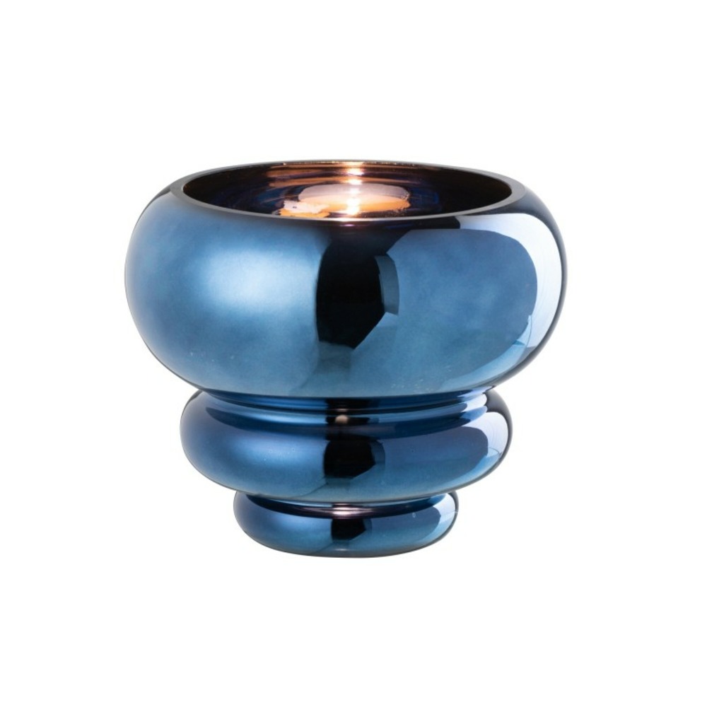 Vase ou photophore en verre belu 15.5x15.5x13.5 cm