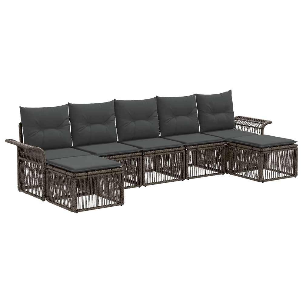 Ensemble de canapé de jardin 7 pc gris polyrotin