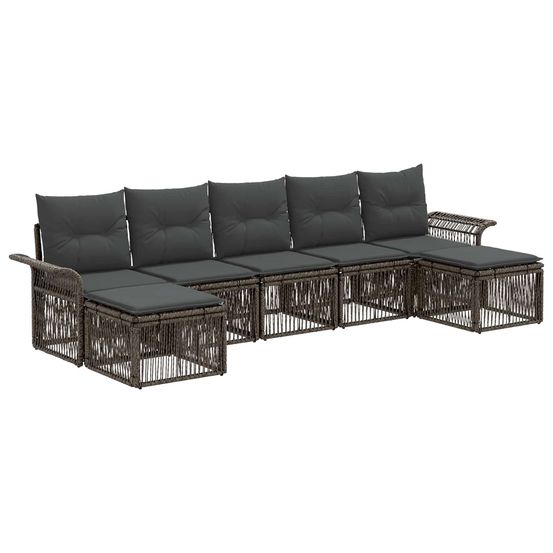 Ensemble de canapé de jardin 7 pc gris polyrotin