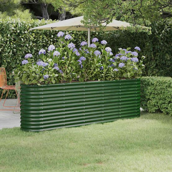 Carré potager surélevé acier galvanisé pour jardin terrasse vert 224x40x68 cm