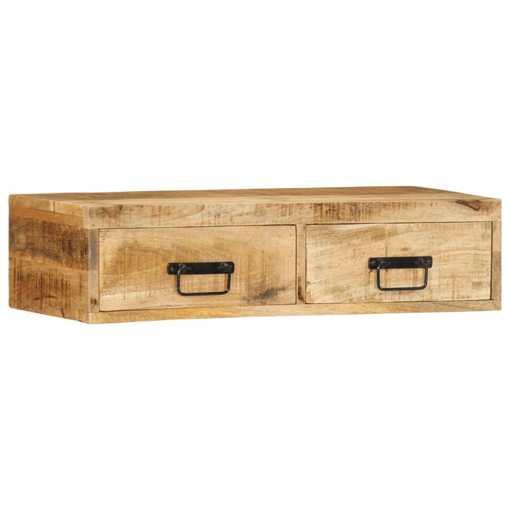 Meuble tv mural 80x30x19 cm bois massif de manguier brut