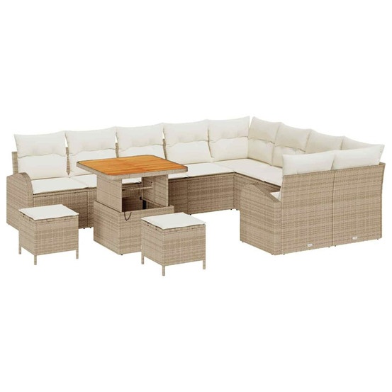 Ensemble de canapé de jardin avec coussin 12 pcs beige et crème