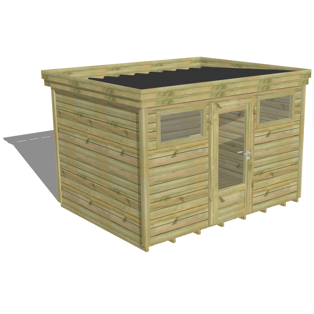 Abri de jardin bois pin traité autoclave 27mm - 3,44x2,64m / 9m2 - bac acier - plancher bois