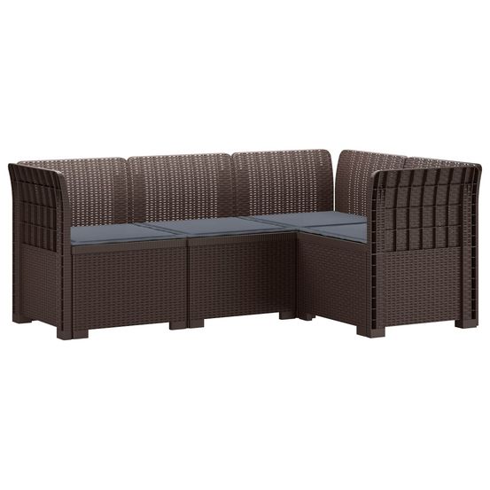 Canapé de jardin 4 places avec coussins aspect rotin pp marron