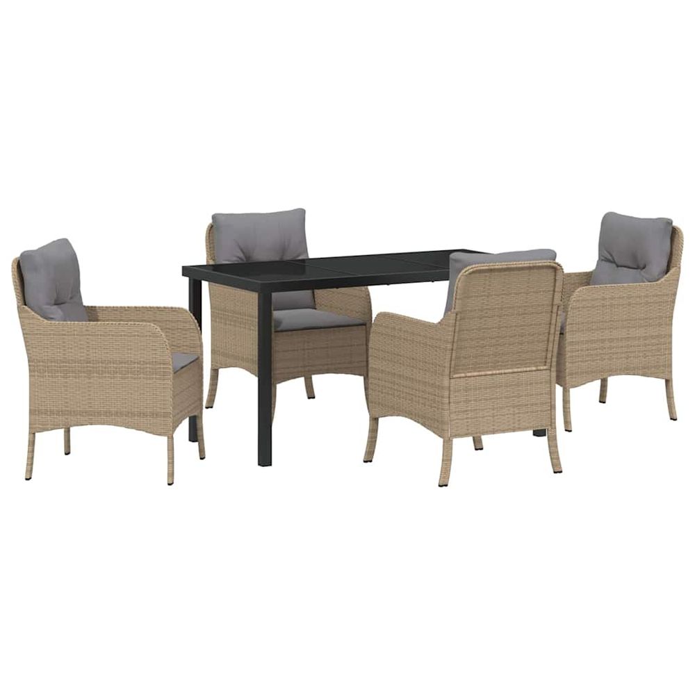 Ensemble de salle à manger pour jardin 5 pc beige polyrotin