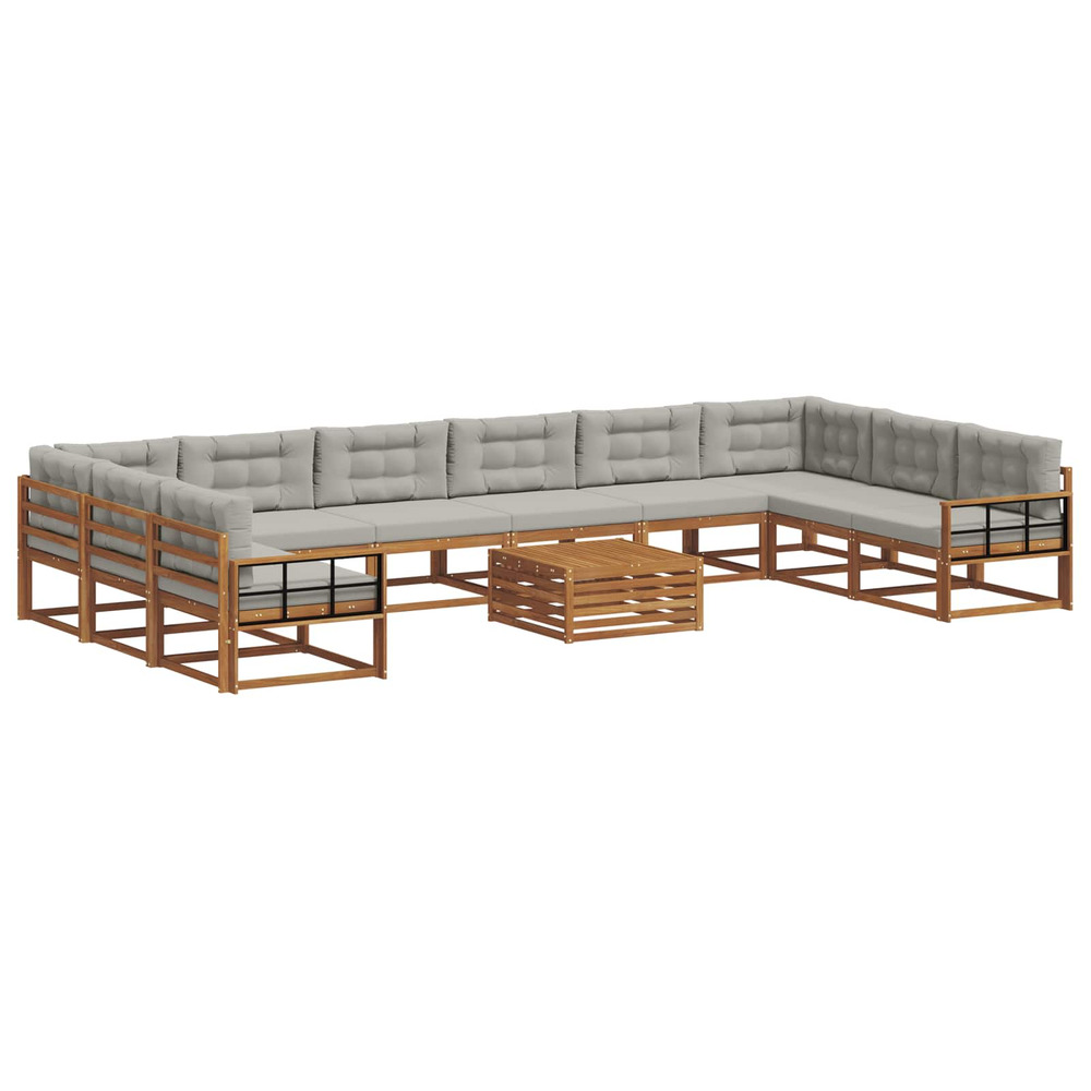 Ensemble de canapés d'extérieur 11 pcs gris naturel et clair