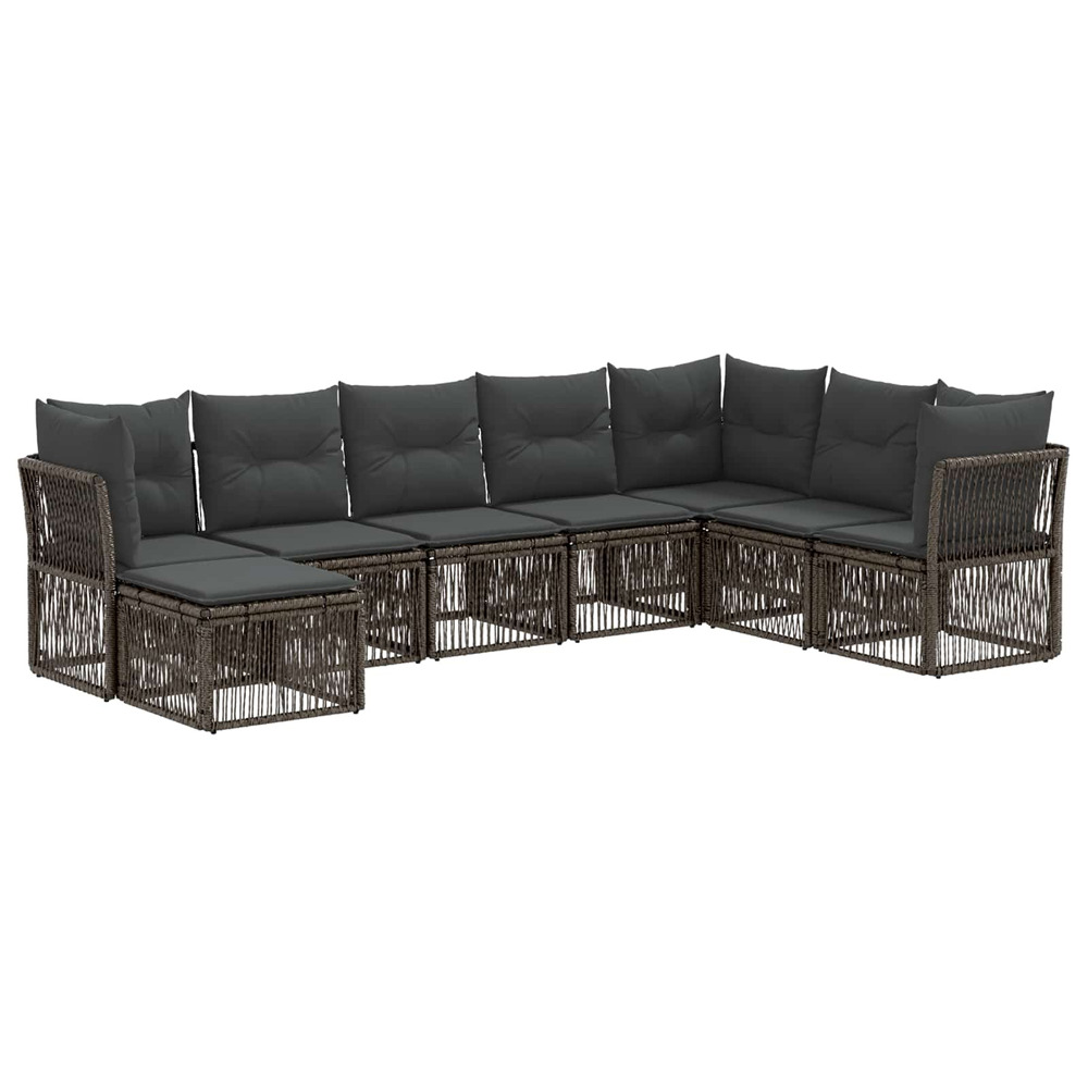 Ensemble de canapé de jardin 8 pcs gris polyrotin