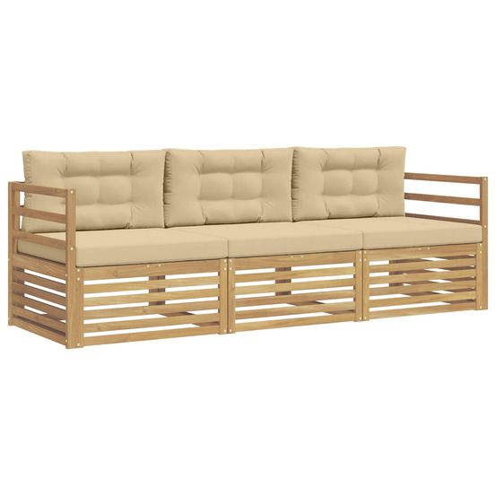 Ensemble de canapés d'extérieur 3 pc blanc et beige polyester