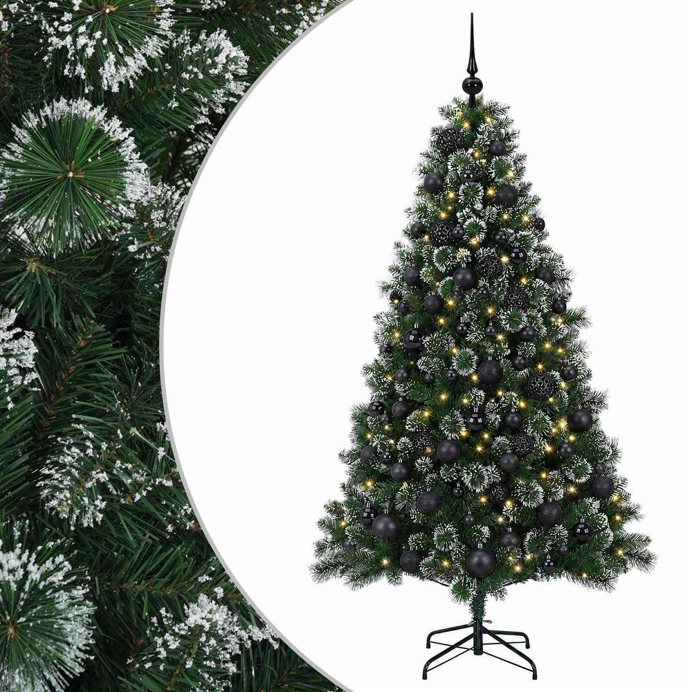 Arbre de noël artificiel avec boule 240 cm 300 led blanc chaud