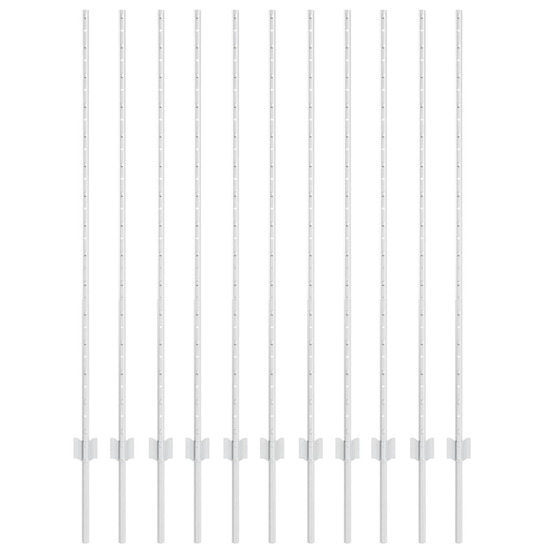Poteau de clôture. 11 pcs argenté 140 cm acier