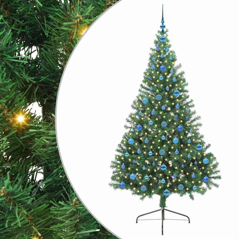 Sapin de noël artificiel pré-éclairé vert 210 cm pvc