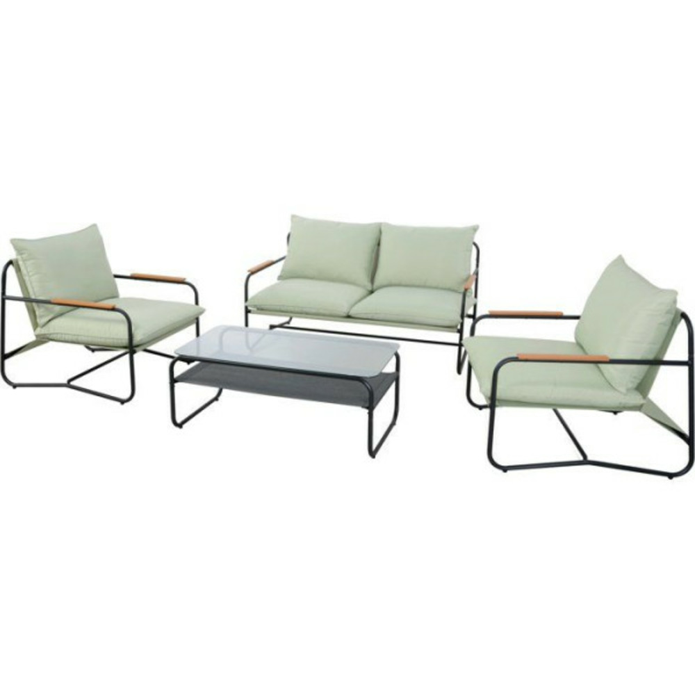Salon bas de jardin - aluminium - proloisirs - 4 personnes - graphite - coussins inclus - xeres set