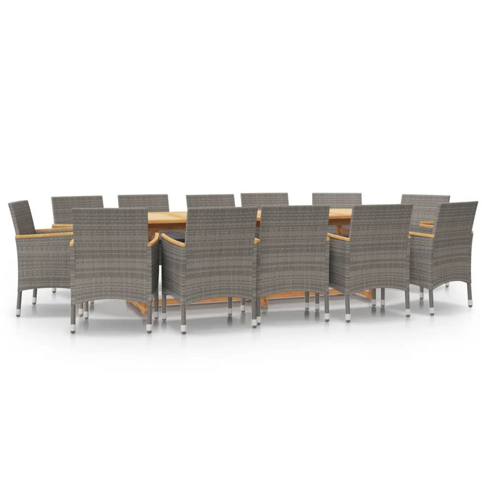 Ensemble à manger de jardin 13 pcs avec coussins gris