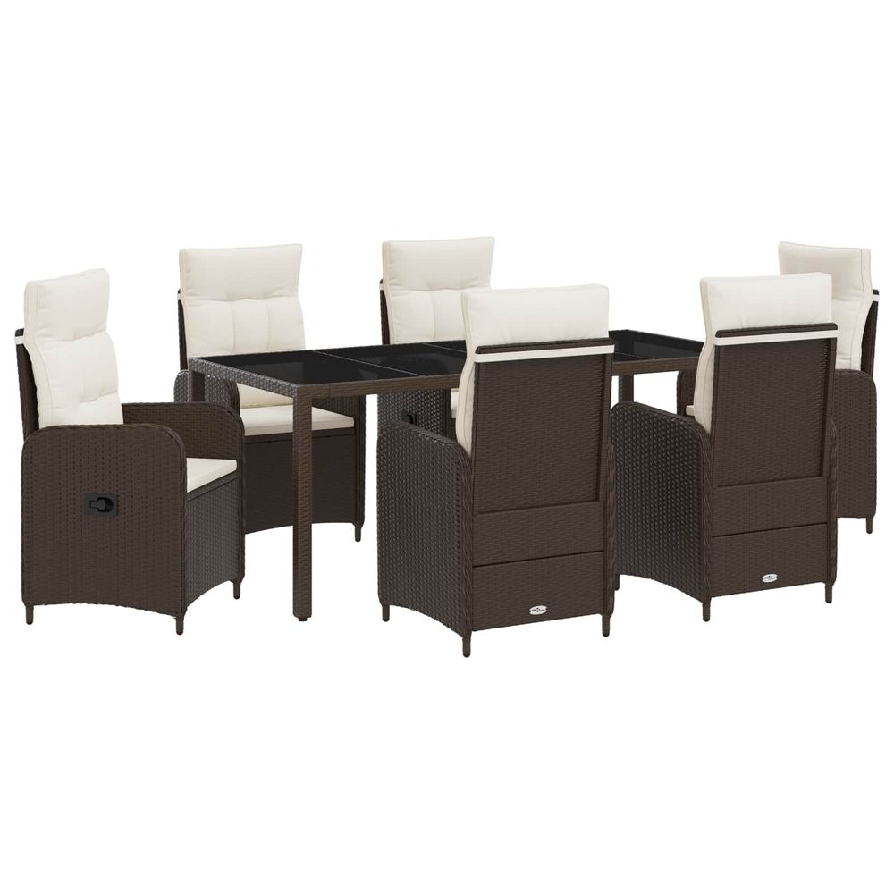 Ensemble de repas extérieur 7 pc marron et crème blanche