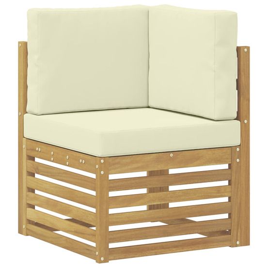 Canapé d'angle extérieur bois d'acacia massif blanc
