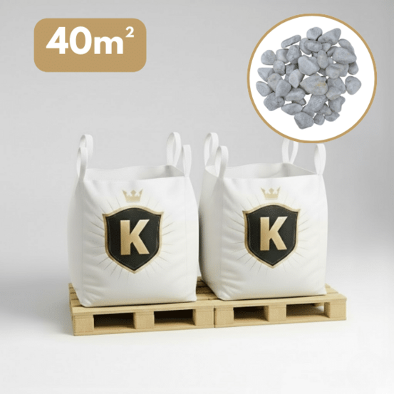 Galet marbre blanc 25/40 mm – pack 2 big bag +/- 1,5t – 40 m²