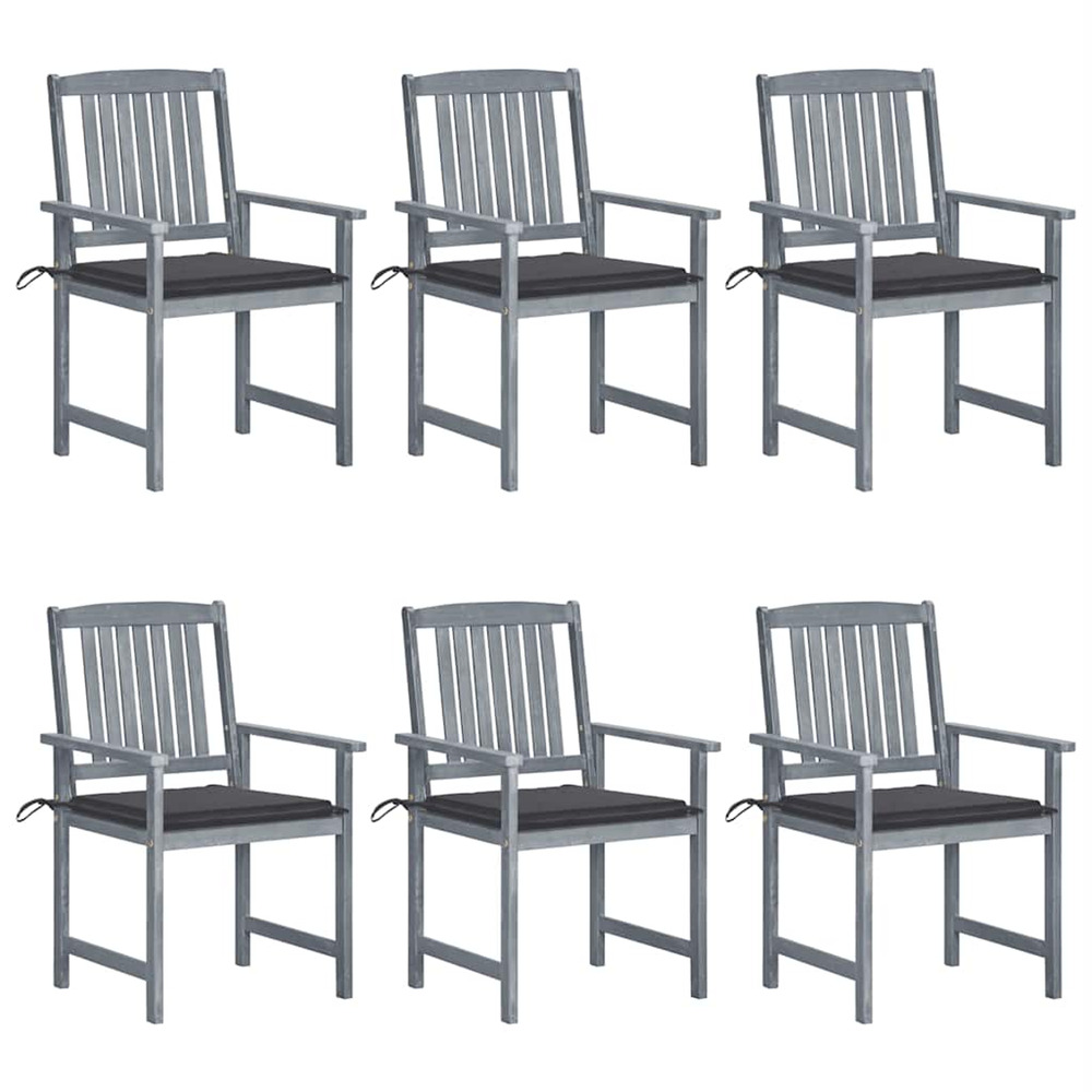 Chaises de jardin et coussins lot de 6 bois acacia massif gris