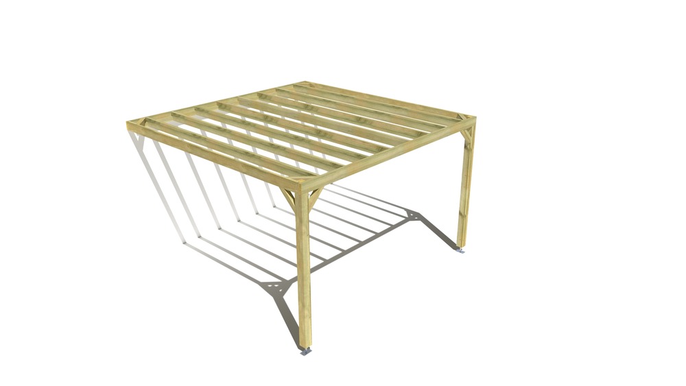 Pergola bois • 4m x 4m • adossée • sens profondeur • livraison comprise