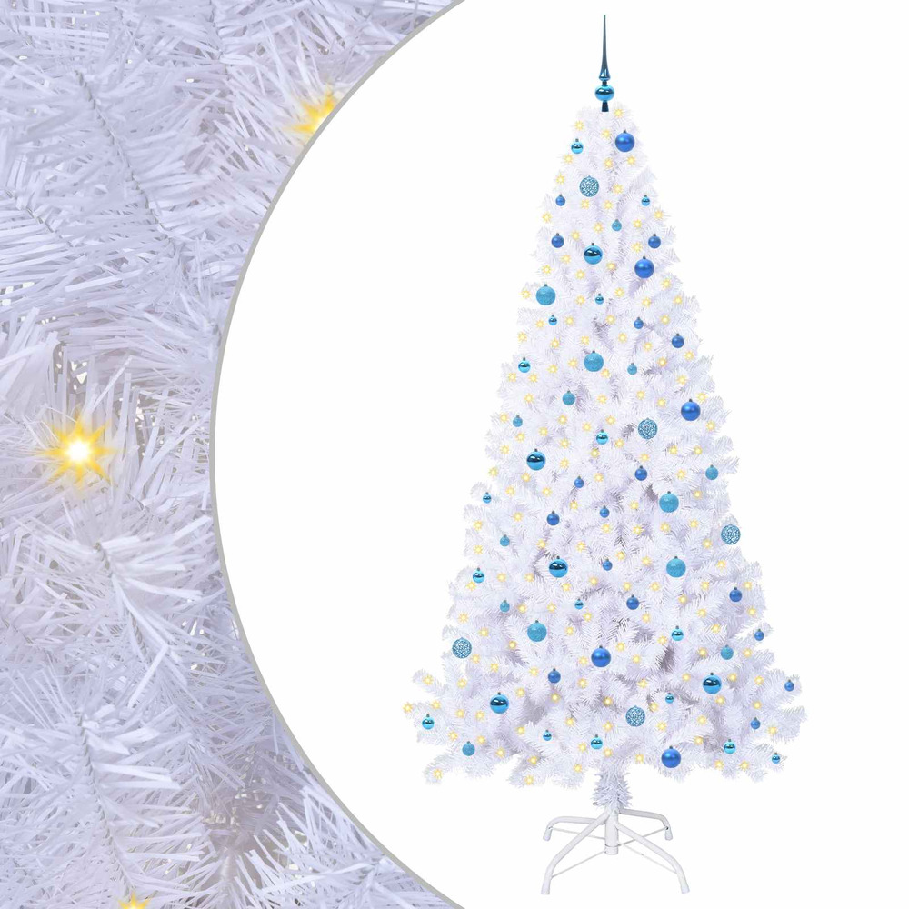 Sapin de noël artificiel avec 300 led blanc 240 cm pvc et acier