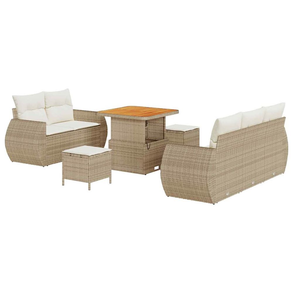Ensemble de canapé de jardin 8 pc beige polyrotin