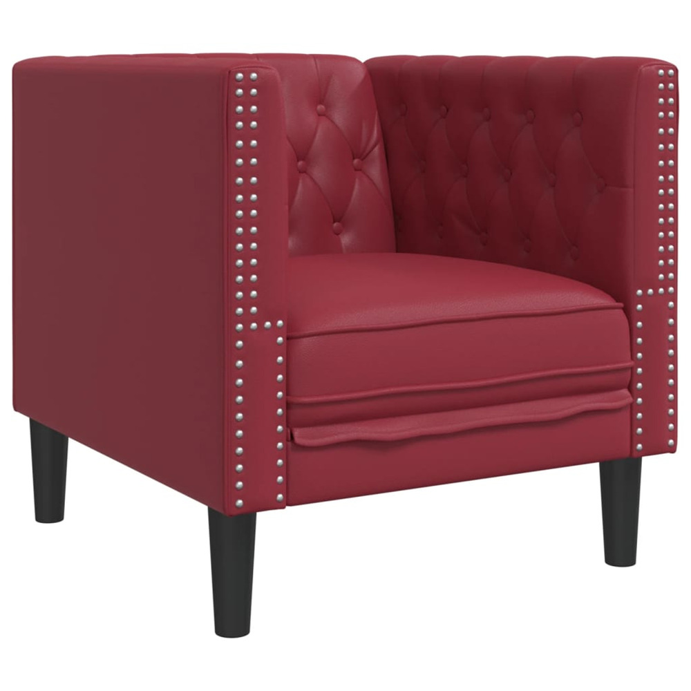 Fauteuil chesterfield rouge bordeaux similicuir