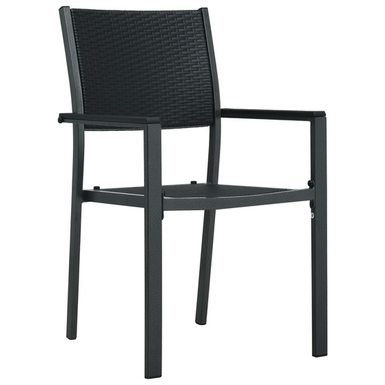 Chaises de jardin lot de 2 noir plastique aspect de rotin