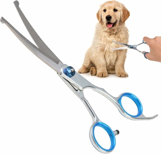 Ciseaux de toilettage courbés avec embouts arrondis – sécurité et précision pour chiens et chats