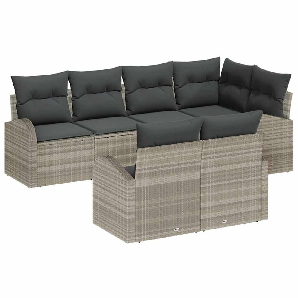 Ensemble de canapé de jardin 7 pc gris clair polyrotin