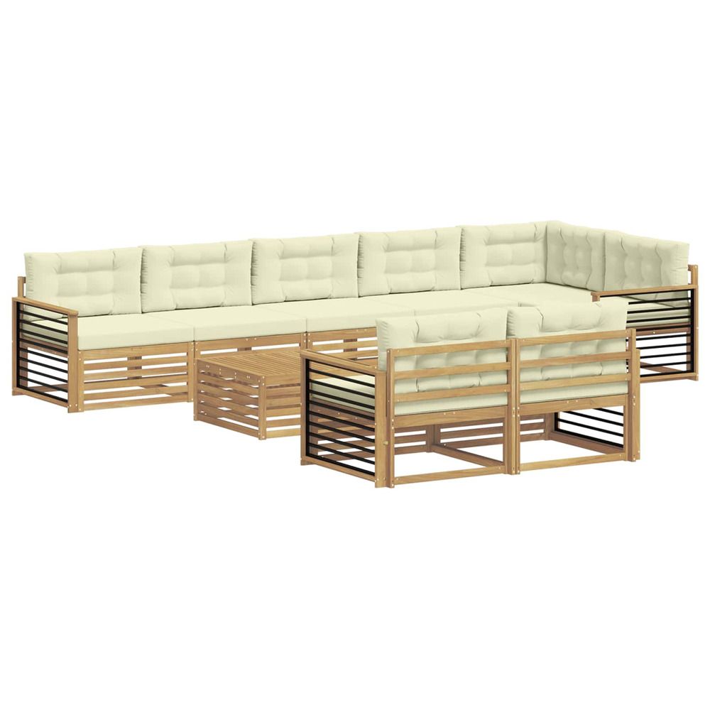 Ensemble de canapés d'extérieur 9 pc blanc et crème polyester