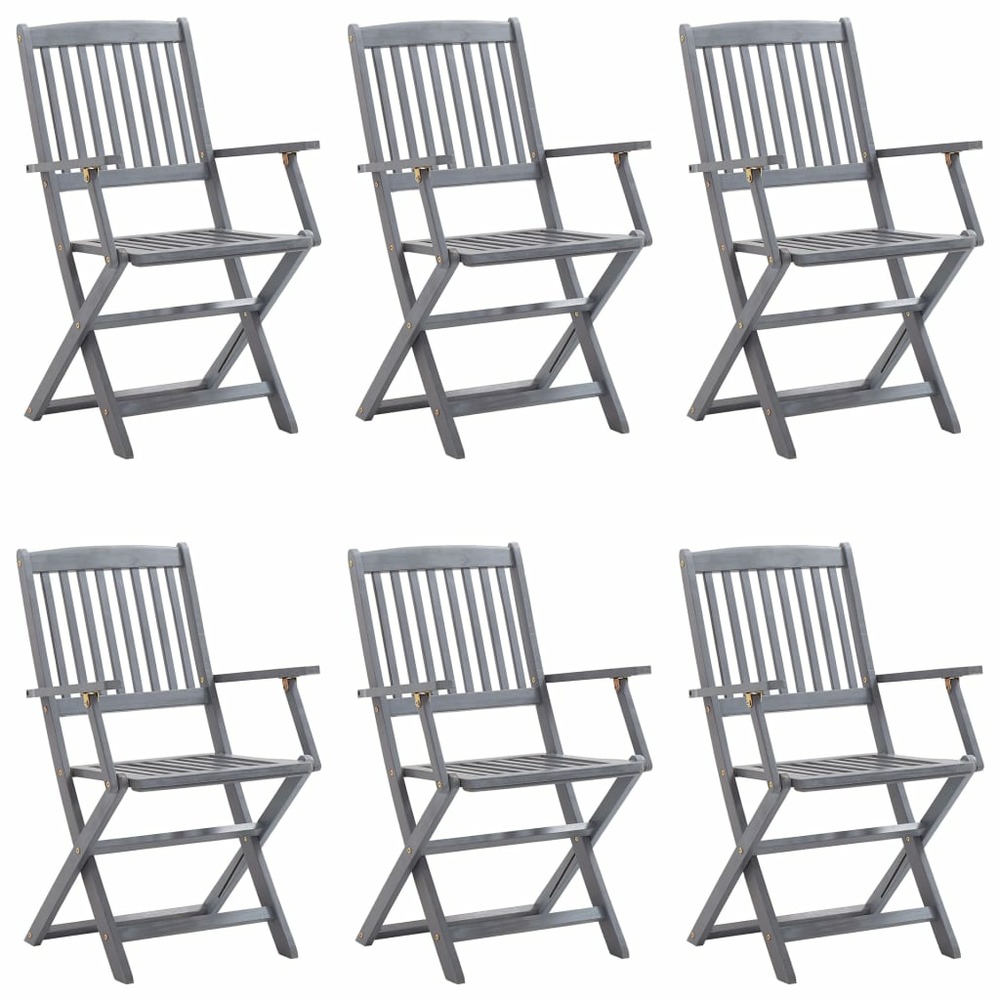 Chaises pliables d'extérieur lot de 6 et coussins bois d'acacia