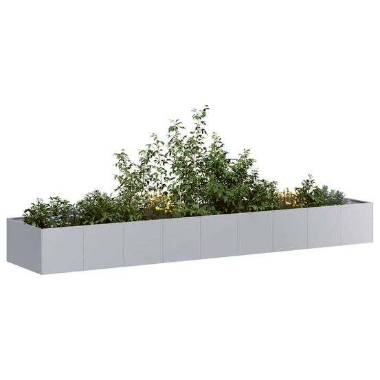 Potager surélevé géant acier galvanisé anti-rouille argent 360x80x40 cm