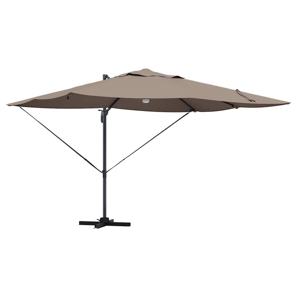 Parasol taupe 351 x 250 x 253 cm polyester et aluminium