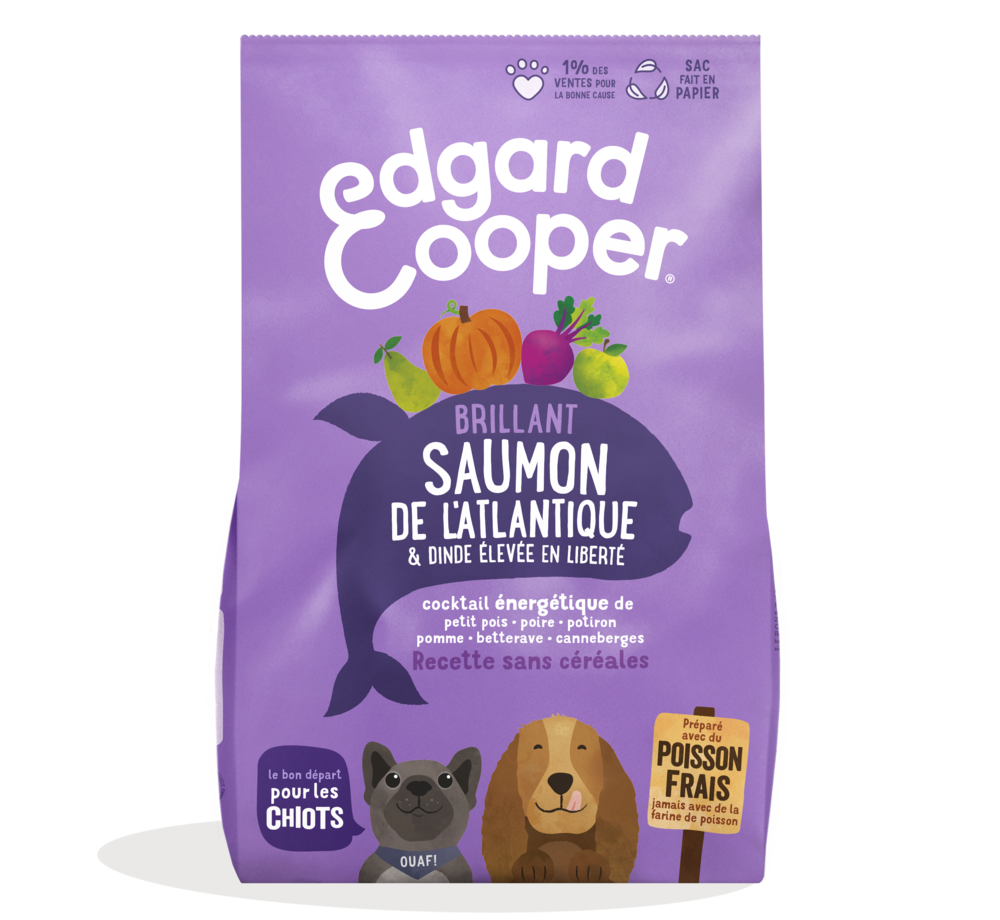 Edgard cooper - croquettes sans céréales saumon & dinde pour chiot 0.7kg