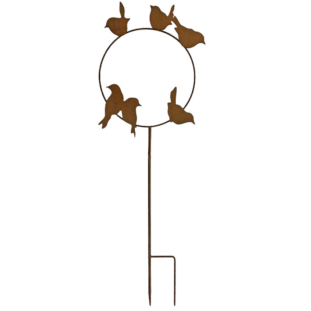 Tuteur fer marron oiseaux 30x92cm