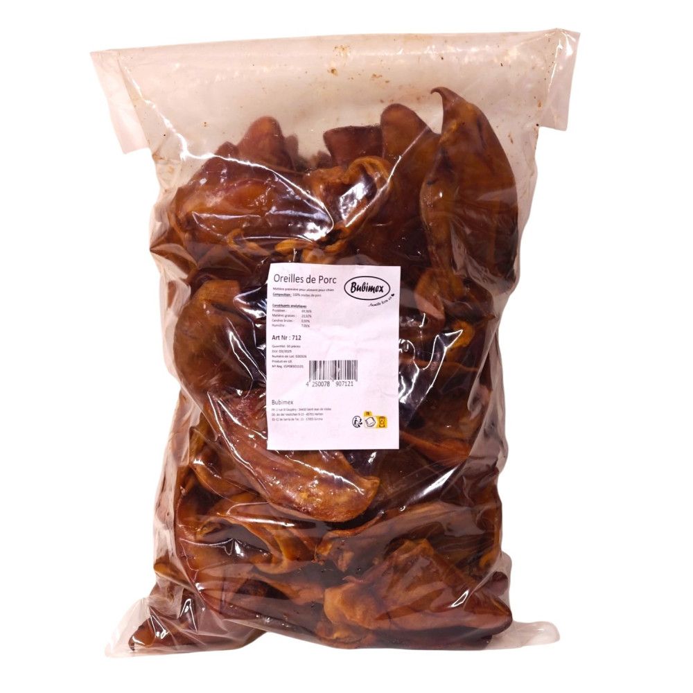 Oreilles de porc pour chien, sac de 50