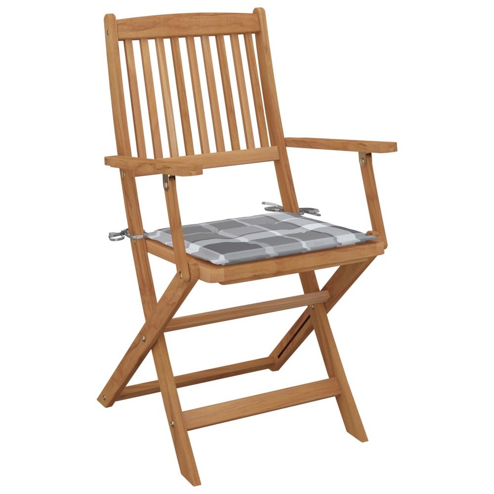 Chaises pliables de jardin lot de 4 avec coussins bois d'acacia