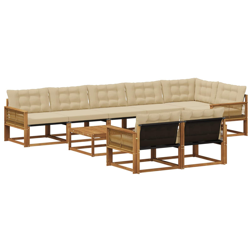 Ensemble de canapés d'extérieur 9 pcs naturel et beige