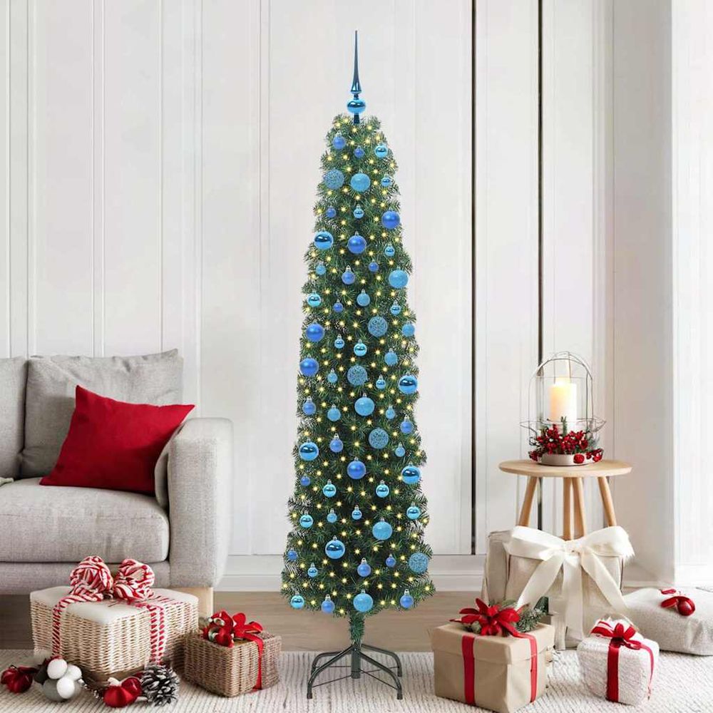 Sapin de noël 180 cm prêt à l'emploi, lumineux avec led usb et 120 décorations