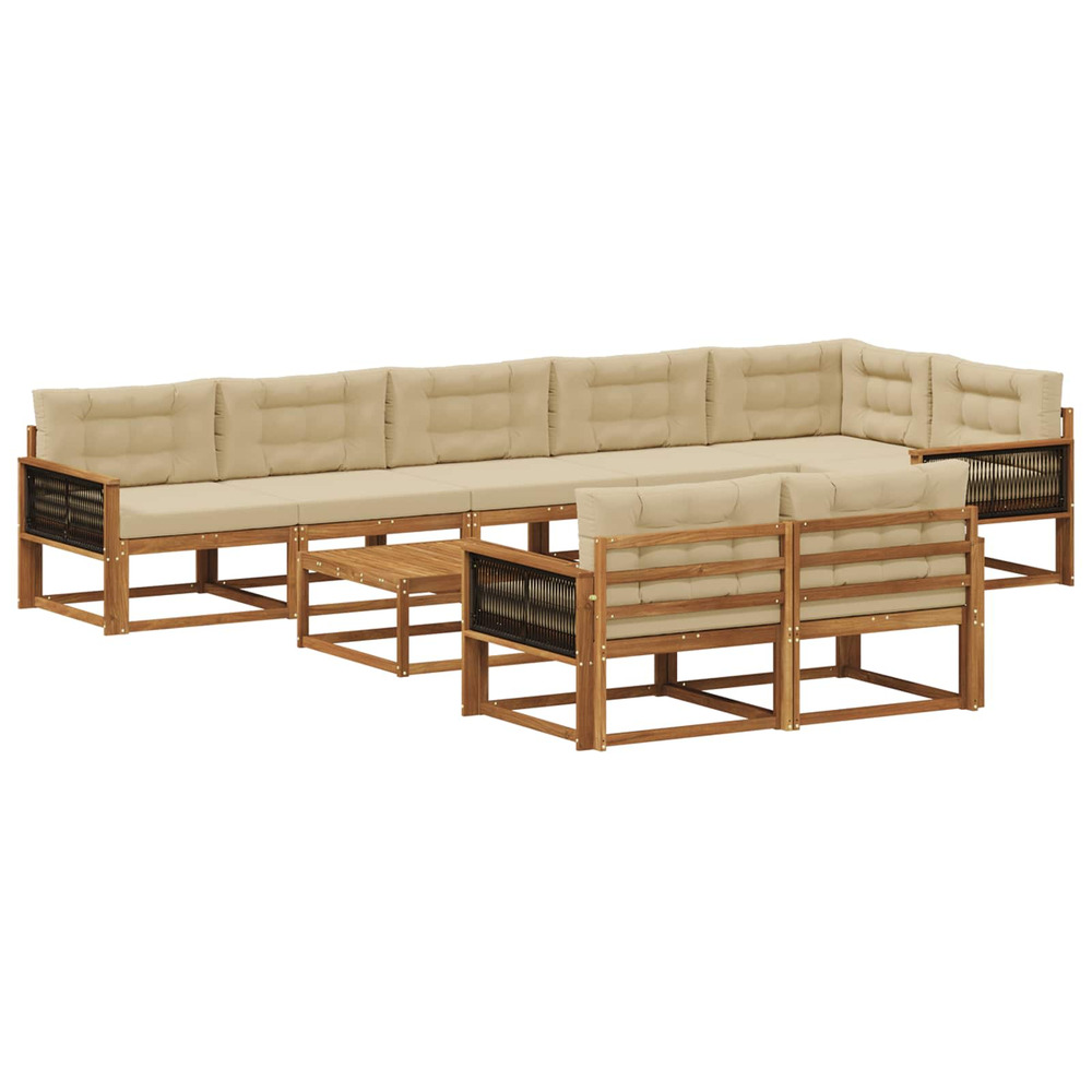 Ensemble de canapés d'extérieur 9 pcs naturel et beige