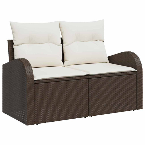 Ensemble de canapé de jardin avec coussin 8 pcs marron, crème