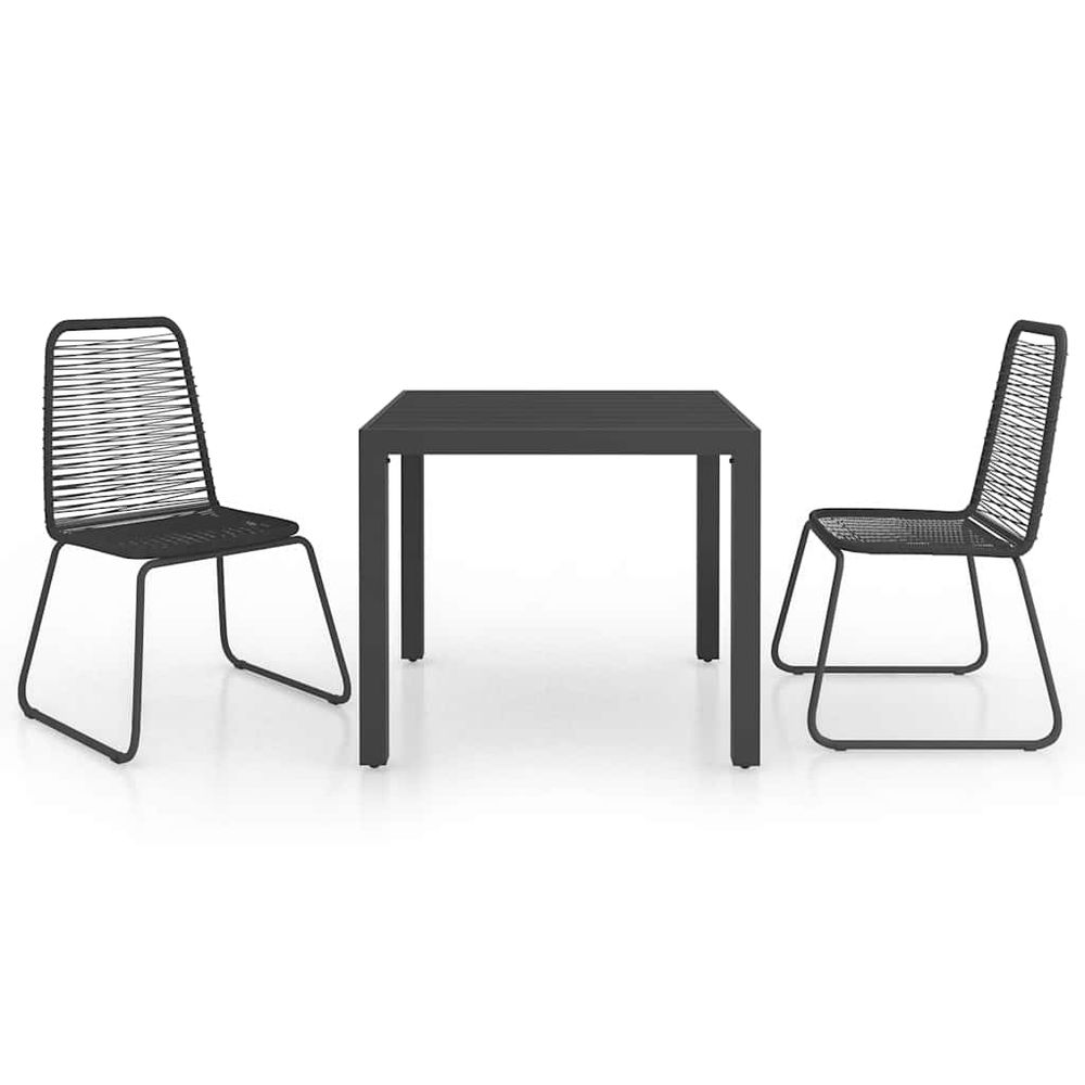 Ensemble à manger de jardin 3 pcs pvc résine tressée noir