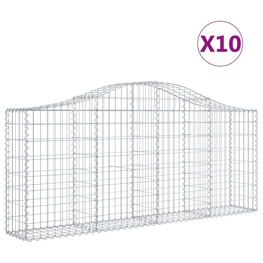Paniers à gabions arqués 10 pcs 200x30x80/100 cm fer galvanisé