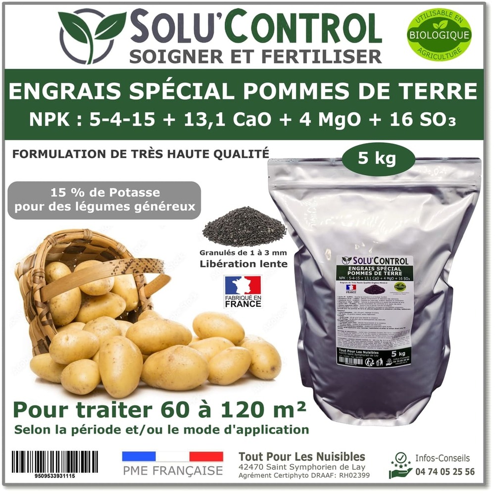 5 kg d'engrais spécial pommes de terre et légumes racines 5-4-15 - enrichi en potasse - croissance, grossissement. . . Uab